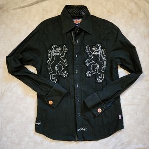 English Laundry Christopher Wicks Hand Stitched Lion Button Up